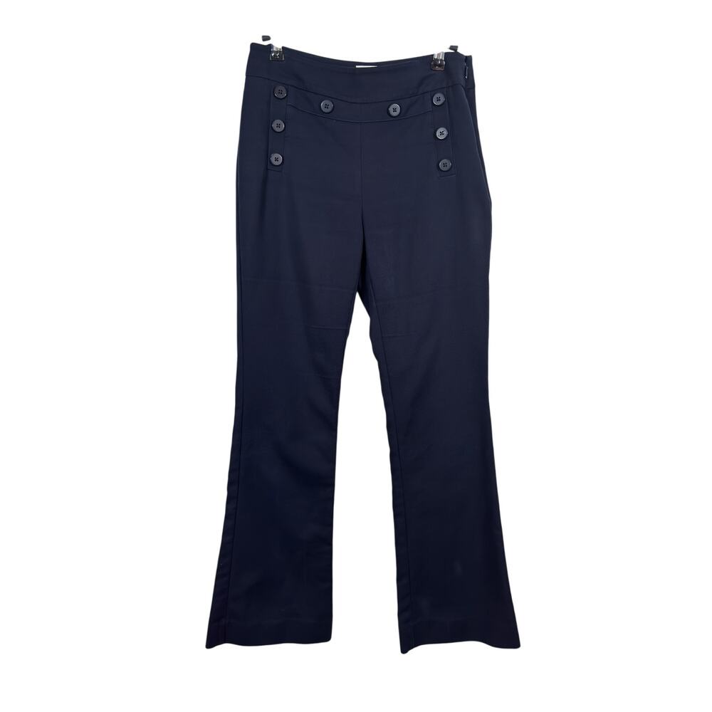 Cabi Mariner Trouser Womens 2 Navy Blue Pants Flare Sailor Button 5077R